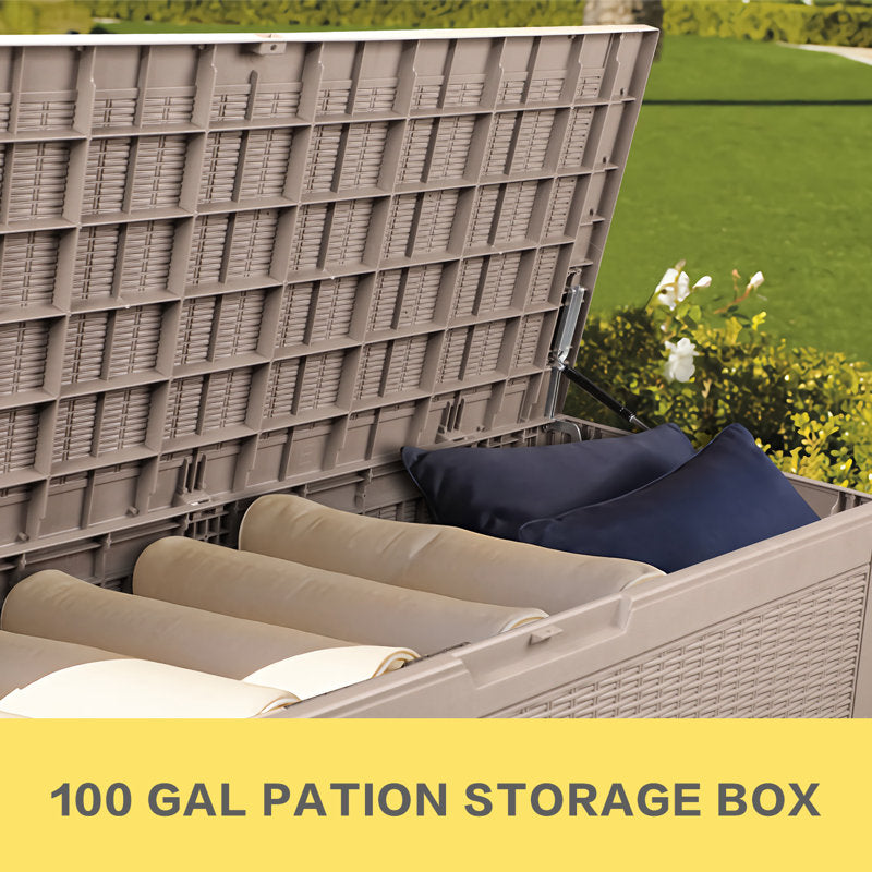 102 Gallon Water Resistant Plastic Deck Storage Container Box
