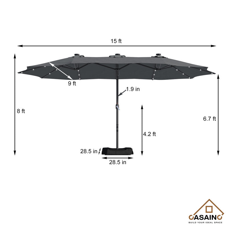 181.1'' x 106.3'' Lighted Rectangular Market Umbrella