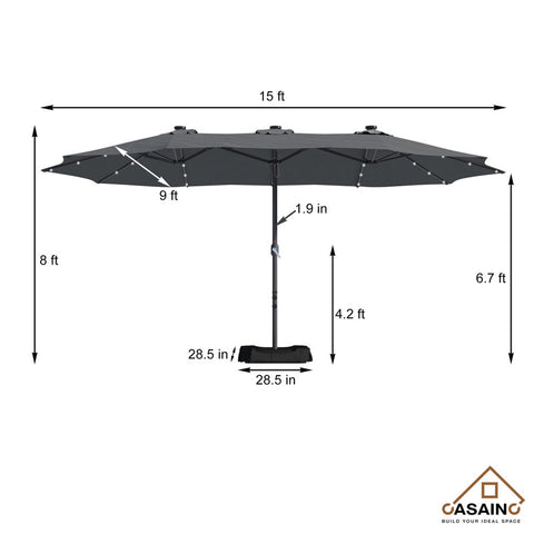 181.1'' x 106.3'' Lighted Rectangular Market Umbrella