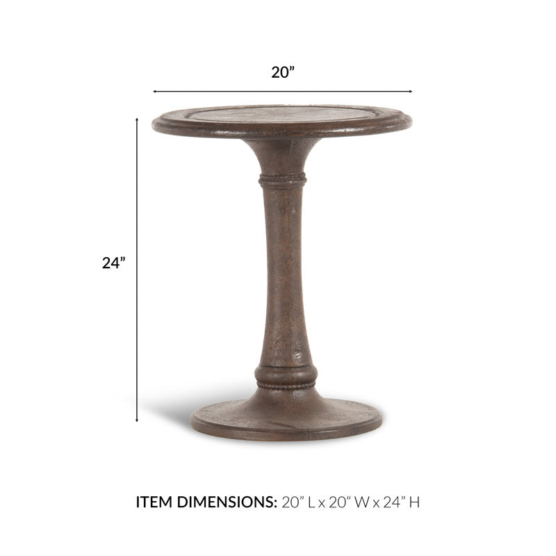 20" Cast Stone Occasional Side Table -Cocoa Finish