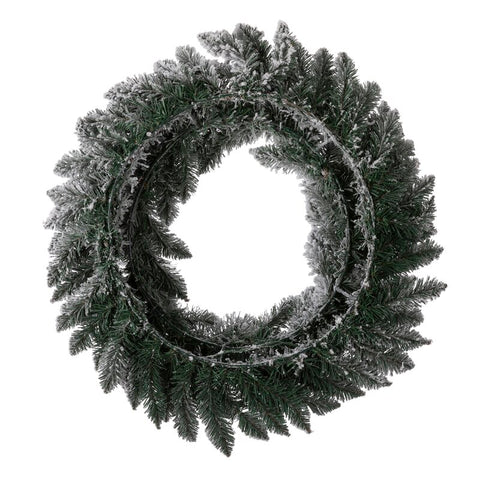 24"D Snow Flocked Christmas Wreath with 35 Lights