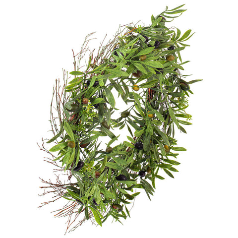24" Artificial Green Olive Leaf Wreath