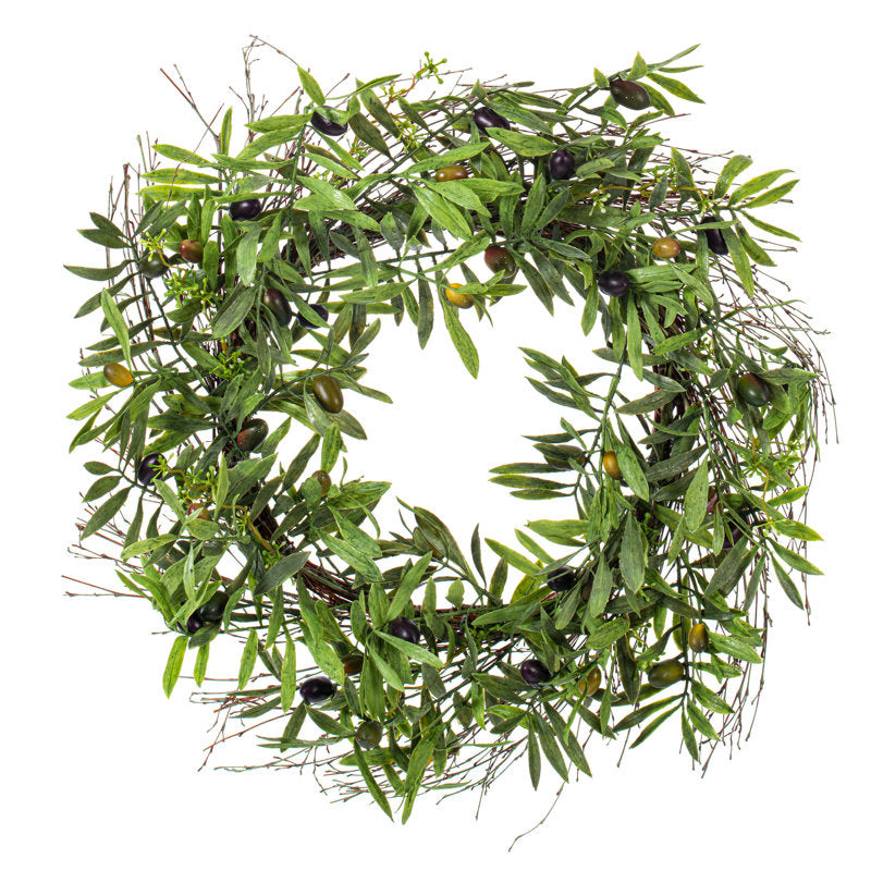 24" Artificial Green Olive Leaf Wreath