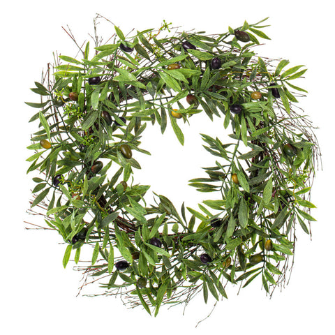 24" Artificial Green Olive Leaf Wreath
