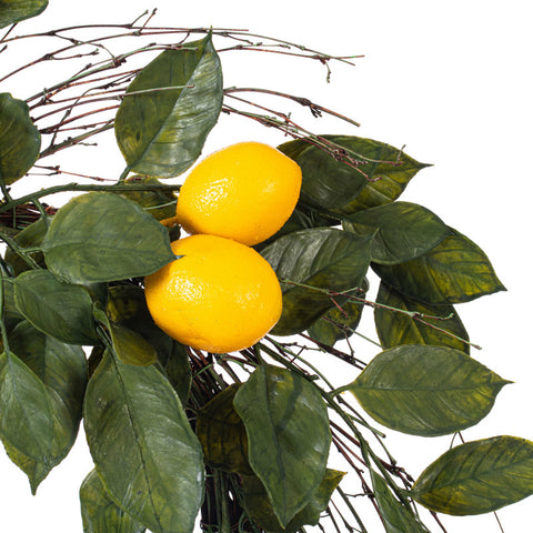 24" Artificial Green and Yellow Salal Leaf Lemon Wreath