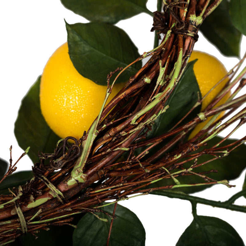 24" Artificial Green and Yellow Salal Leaf Lemon Wreath