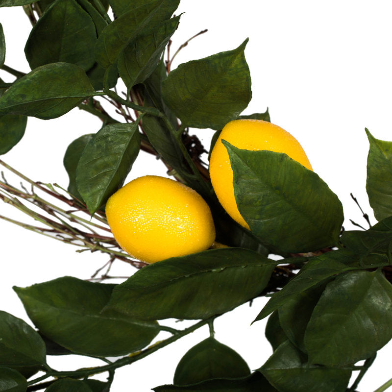 24" Artificial Green and Yellow Salal Leaf Lemon Wreath
