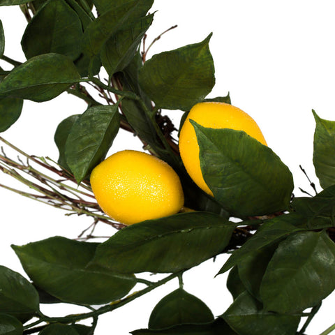 24" Artificial Green and Yellow Salal Leaf Lemon Wreath