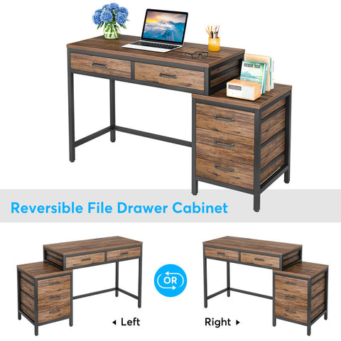 51''W Reversible Desk with Drawers