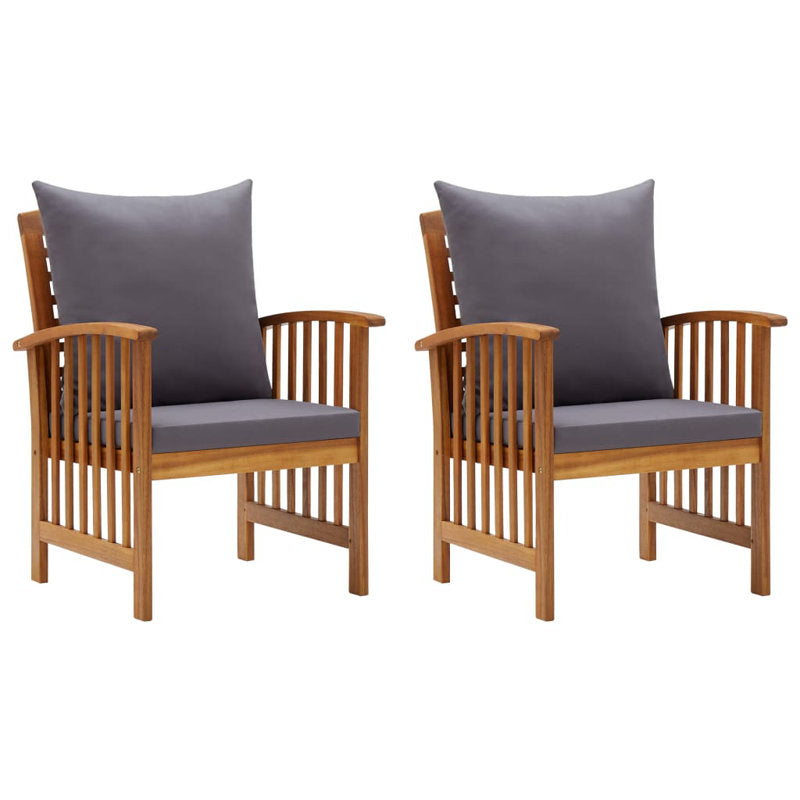 Akib Patio Chairs Patio Dining Chair with Armrest Solid Wood Acacia (Set of 2)