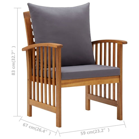Akib Patio Chairs Patio Dining Chair with Armrest Solid Wood Acacia (Set of 2)