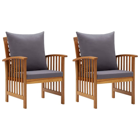 Akib Patio Chairs Patio Dining Chair with Armrest Solid Wood Acacia (Set of 2)