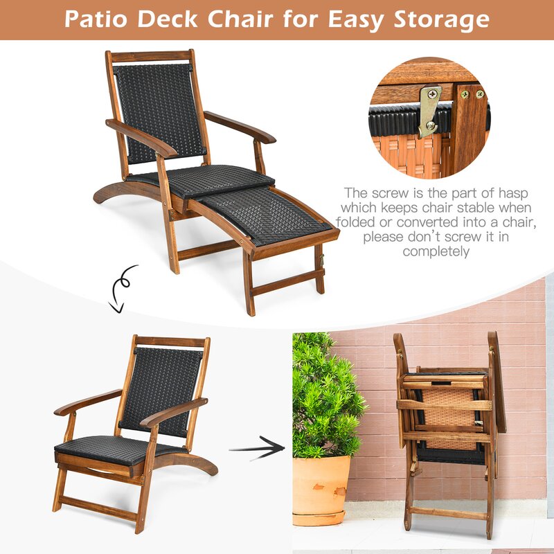 Aleshka Outdoor Acacia Chaise Lounge