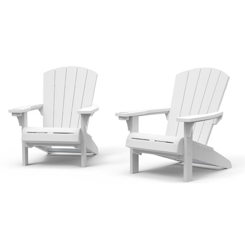 Alpine Adirondack Chairs Resin Outdoor Patio Furniture with Cup Holder Ideal for Backyard Patio (Set of 2)