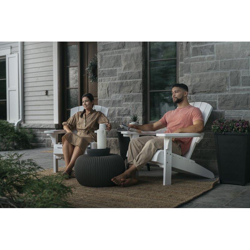 Alpine Adirondack Chairs Resin Outdoor Patio Furniture with Cup Holder Ideal for Backyard Patio (Set of 2)