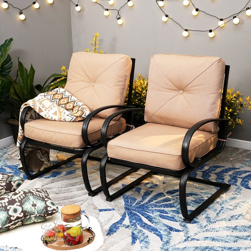 Alyah Metal Outdoor Lounge Chair (Set of 2)