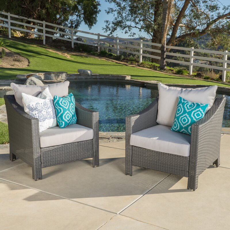 Amarveer All Weather Wicker Lounge Chair (Set of 2)