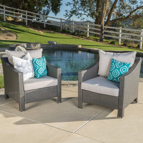 Amarveer All Weather Wicker Lounge Chair (Set of 2)