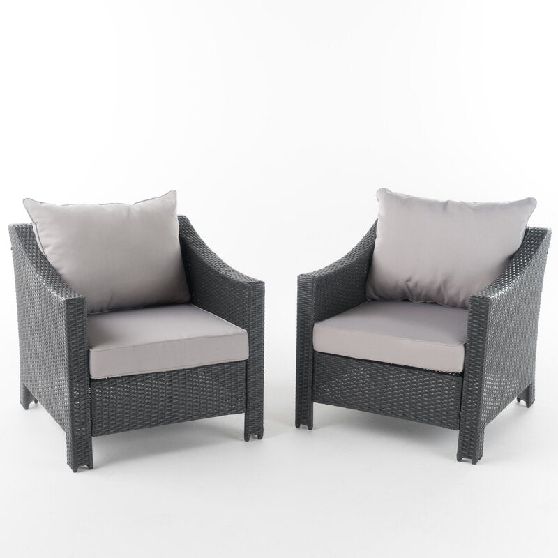 Amarveer All Weather Wicker Lounge Chair (Set of 2)