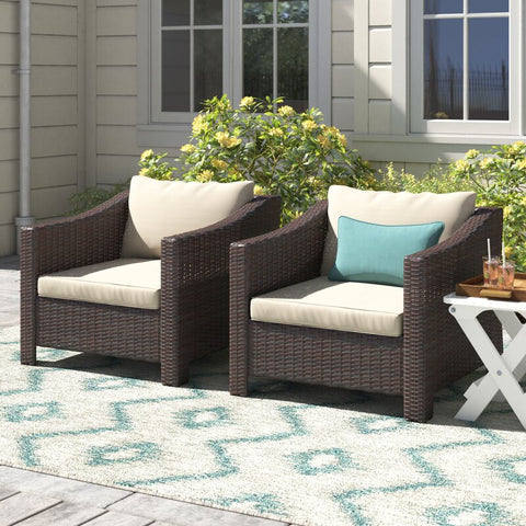 Amarveer All Weather Wicker Lounge Chair (Set of 2)