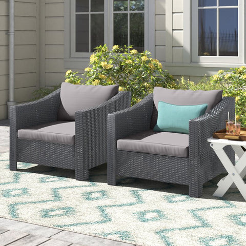 Amarveer All Weather Wicker Lounge Chair (Set of 2)