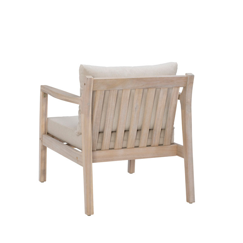 Amina Outdoor Solid Wood Acacia Chair with Cushions (Set of 2)