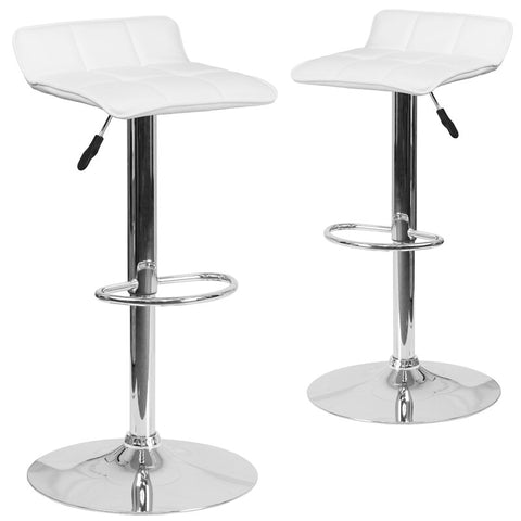 Amp Contemporary Vinyl Adjustable Height Barstool with Quilted Wave Seat (Set of 2)