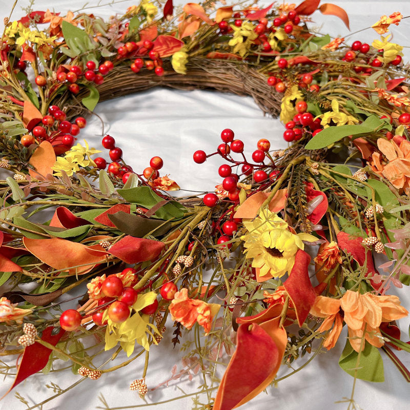 Ansuma 26-inch Artificial Twig Fall Winter Thanksgiving Wreath for Your Front Door