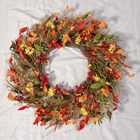 Ansuma 26-inch Artificial Twig Fall Winter Thanksgiving Wreath for Your Front Door