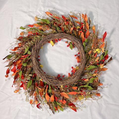 Ansuma 26-inch Artificial Twig Fall Winter Thanksgiving Wreath for Your Front Door