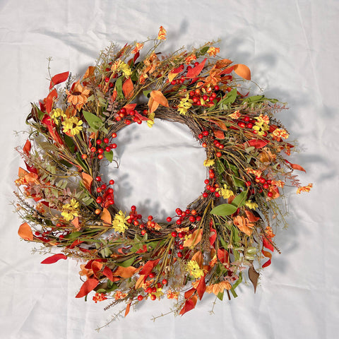 Ansuma 26-inch Artificial Twig Fall Winter Thanksgiving Wreath for Your Front Door