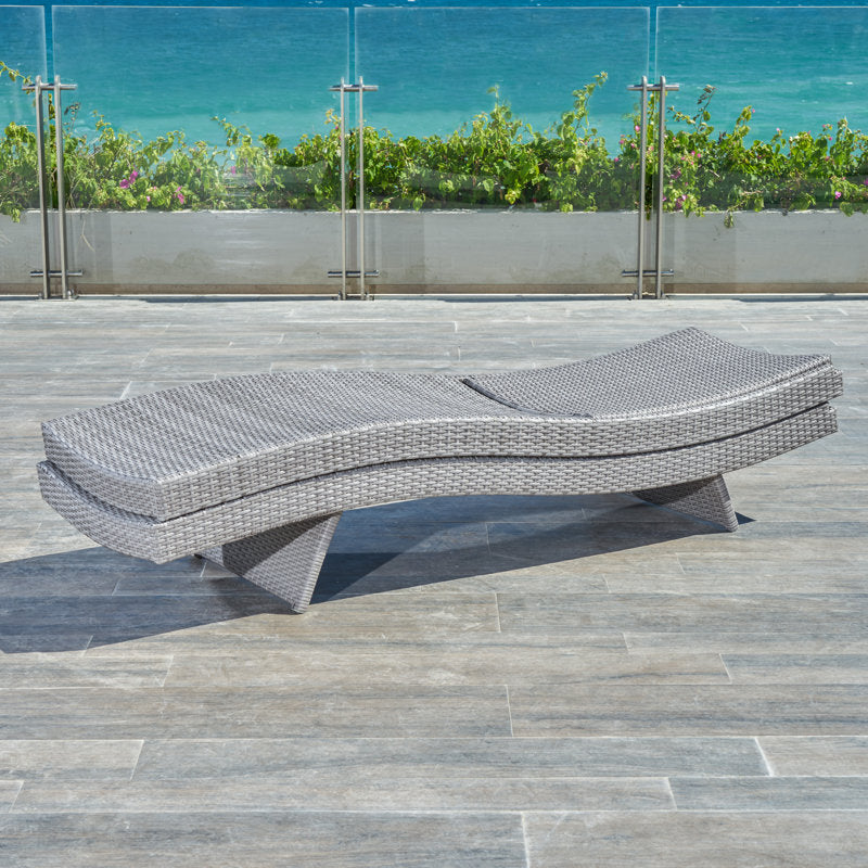 Anushri Outdoor Chaise Lounge with Table
