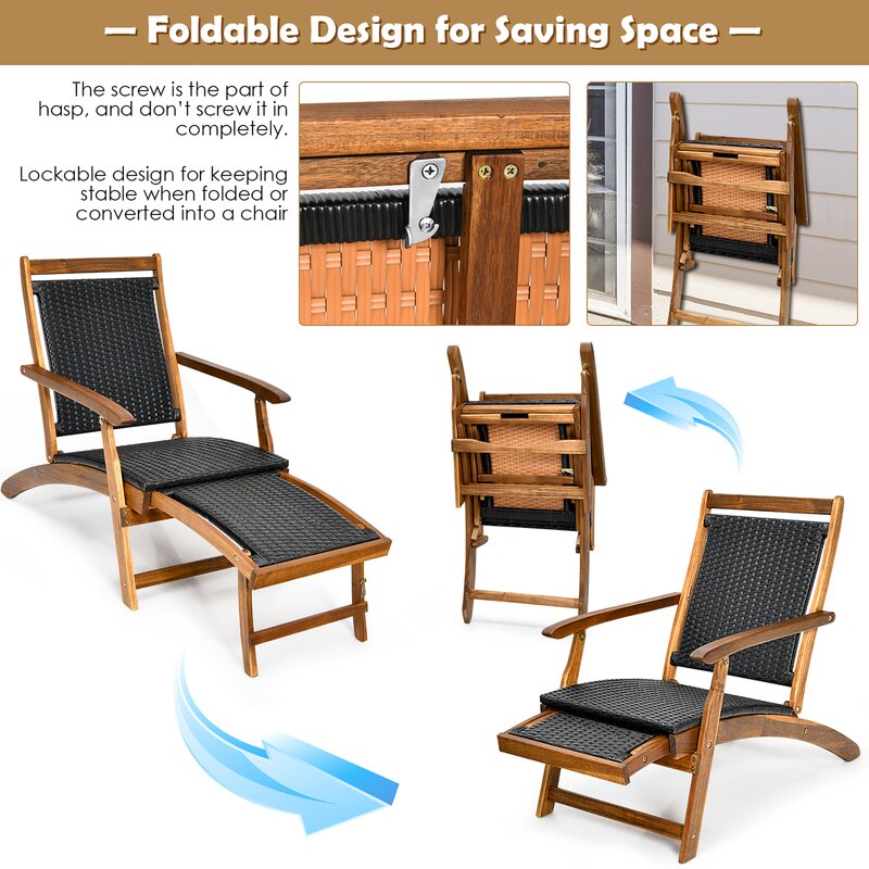 Artie Outdoor Acacia Chaise Lounge