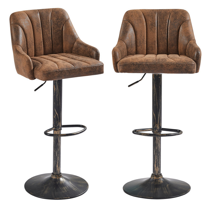 Aryelle Swivel Adjustable Kitchen Island Counter Height Bar Stools with PU Leather (Set of 2)