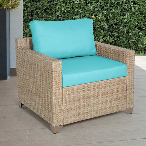 Ashleyne Outdoor Club Chair in Natural/Beige Aged Wicker