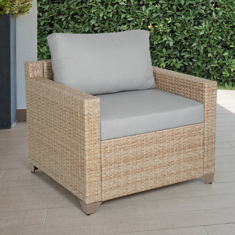 Ashleyne Outdoor Club Chair in Natural/Beige Aged Wicker