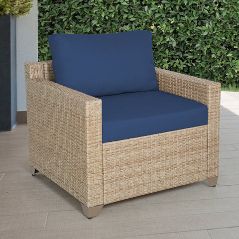 Ashleyne Outdoor Club Chair in Natural/Beige Aged Wicker