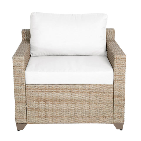 Ashleyne Outdoor Club Chair in Natural/Beige Aged Wicker