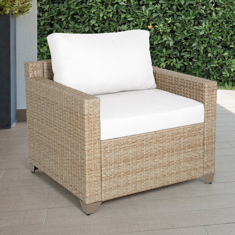 Ashleyne Outdoor Club Chair in Natural/Beige Aged Wicker