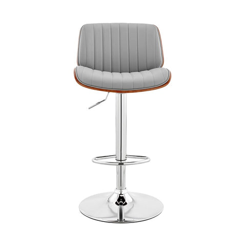 Benner Adjustable Faux Leather and Wood Bar Stool