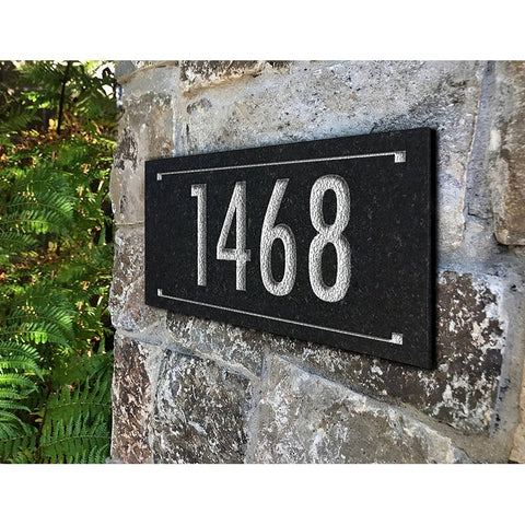 Black Granite Rectangle Futura Engraved 1-Line Address Sign