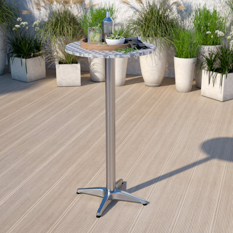 Brincken 23.25" Round Aluminum Indoor-Outdoor Bar Height Table with Flip-Up Table