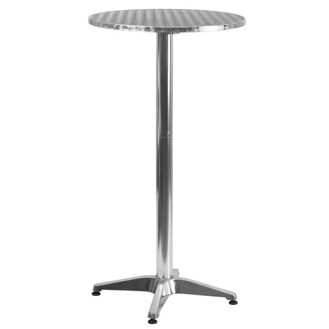 Brincken 23.25" Round Aluminum Indoor-Outdoor Bar Height Table with Flip-Up Table