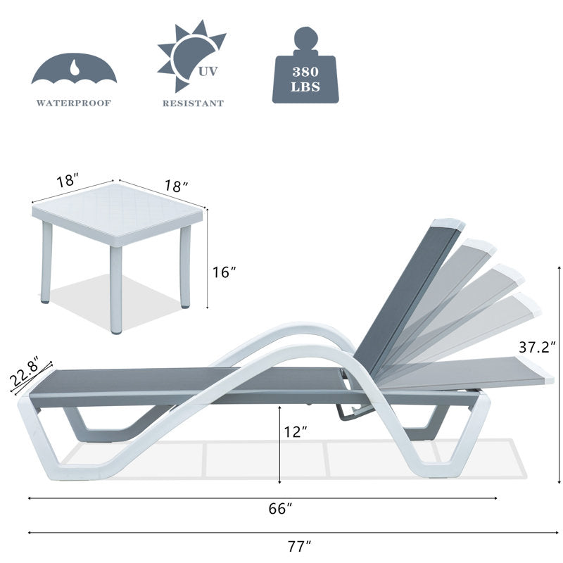 Carol Outdoor Chaise Lounge with Table