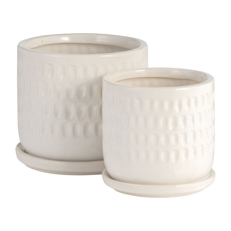 Ceramic Planter – Dimpled Design, 5" Planter, 6" Planter, For Indoor and Outdoor Plants, Succulent Planter Set (Set of 2)