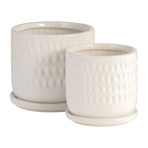 Ceramic Planter – Dimpled Design, 5" Planter, 6" Planter, For Indoor and Outdoor Plants, Succulent Planter Set (Set of 2)