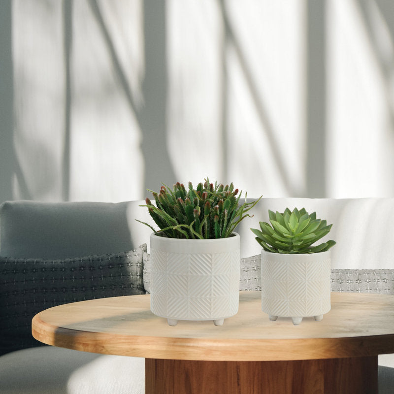 Ceramic Planter Set – 6" Planter, 8" Planter, For Indoor and Outdoor Plants, Succulent Planter Set, White Planters
