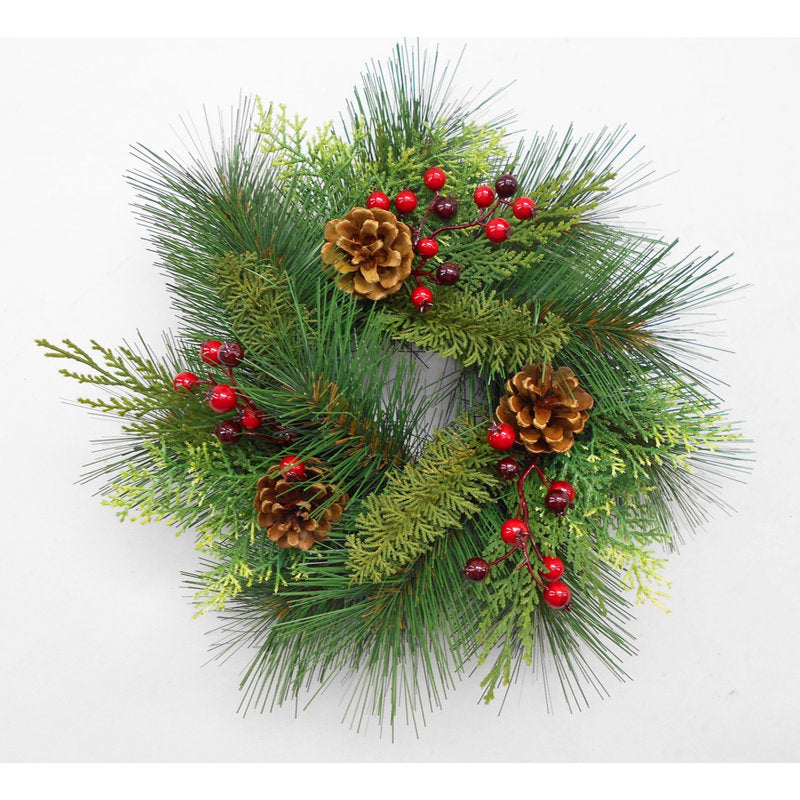 Christmas Red Berry Cedar Pinecone Wreath