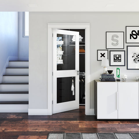 30" x 80" Clear Glass 2-Lite Wood Primed Shaker French Doors