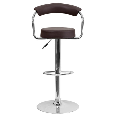 Contemporary Vinyl Adjustable Swivel Bar Stool with Cushion